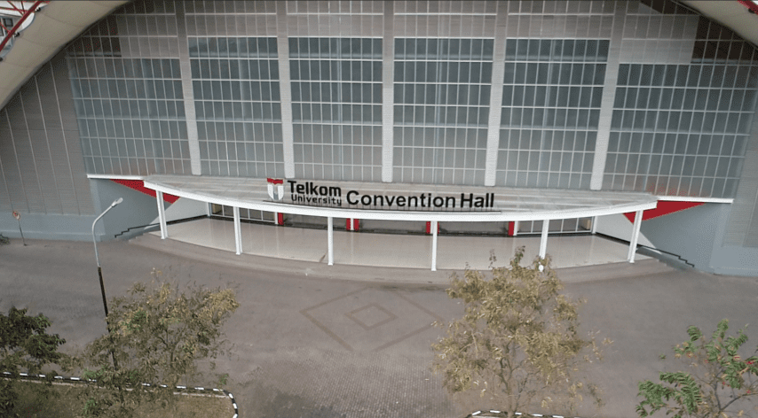 Telkom University landscape frome drone, kampus universitas swasta terbaik di bandung indonesia