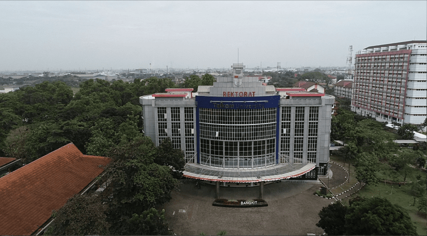 Telkom University landscape frome drone, kampus universitas swasta terbaik di bandung indonesia